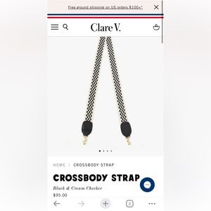Clare V - black & cream checkered crossbody strap
